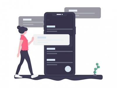 Graphic with person and cellphones