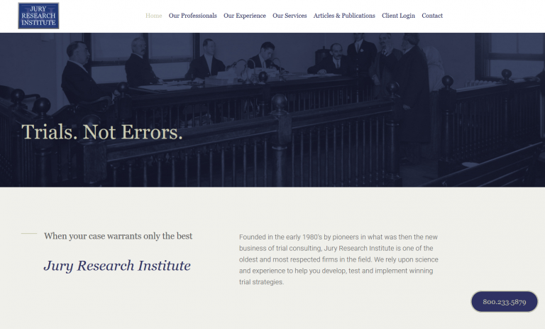 Screenshot of Jury Research Institute Website