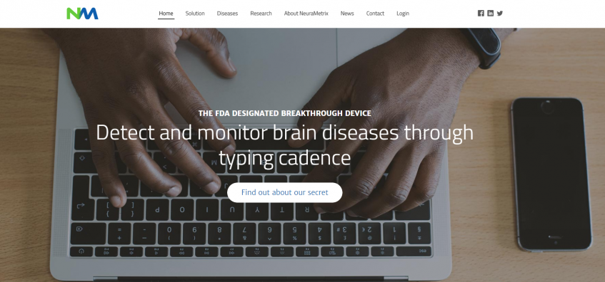 Screenshot of Neurametrix Website
