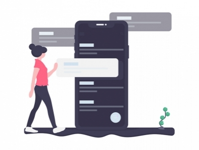 Graphic with person and cellphones