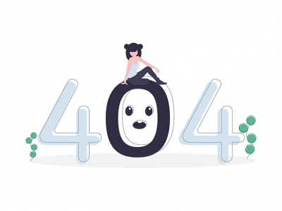 Graphic with person and 404 message