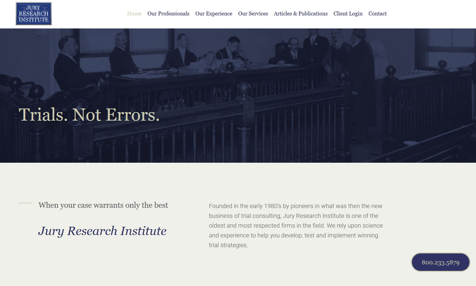 Screenshot of Jury Research Institute Website